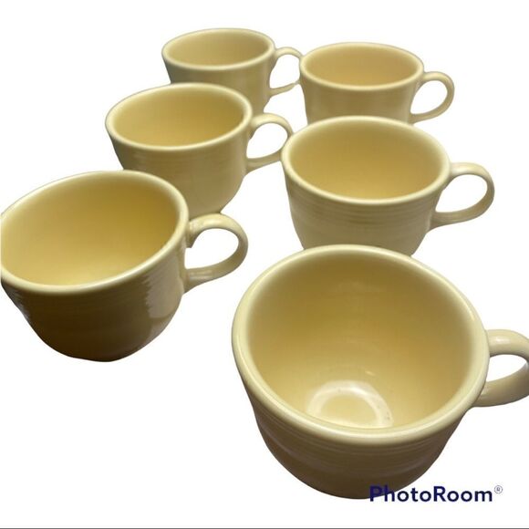 Homer Laughlin Fiesta Ware YELLOW Flat Tea Coffee Cup and Saucer Set Lot - Picture 10 of 11